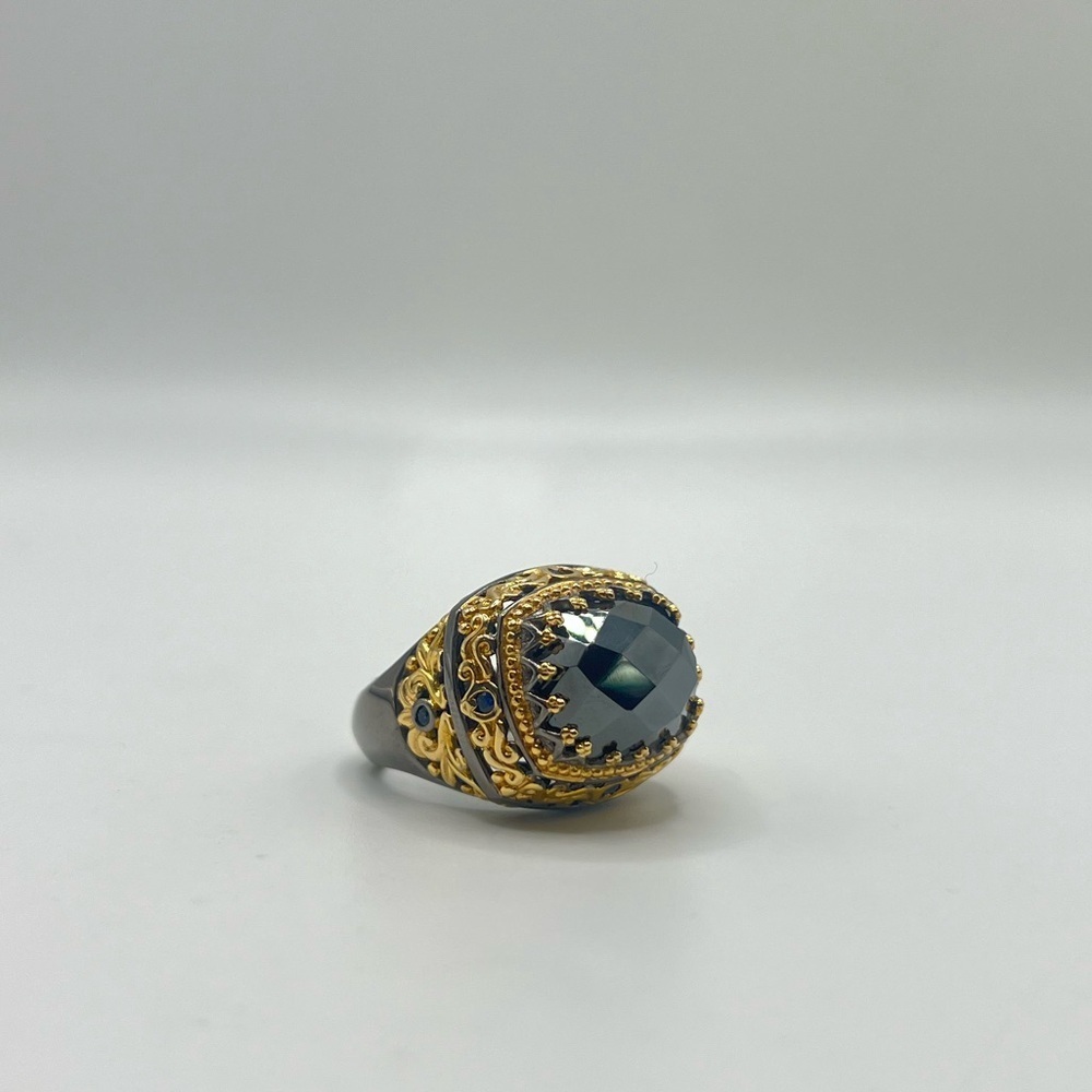 Gems En Vogue Michael Valitutti Hematite Ring 925 Sterling Silver Size 7.5
